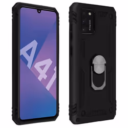 Coque - Samsung - Galaxy A41 - Antichoc - Bague Support Vidéo - Noir