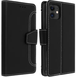 Housse - AVIZAR - iPhone 11 - Étui Folio Portefeuille - Éco-cuir - Noir - Fonction Support