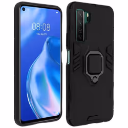 Coque - AVIZAR - P40 Lite 5G - Bi-matière - Bague Métallique - Support Vidéo - Noir