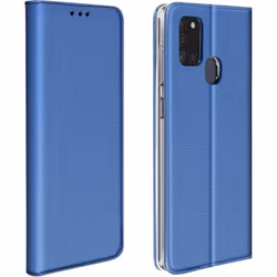 Étui AVIZAR pour Samsung Galaxy A21s - Housse Porte-carte Fonction Support Vidéo Bleu