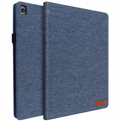 Housse iPad 2019 10.2 - AVIZAR - Éco-cuir - Support pratique - Rangements cartes - Bleu