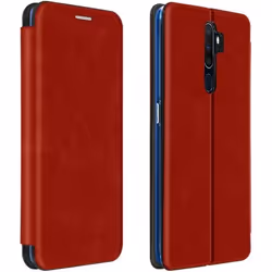 Étui - AVIZAR - Oppo A5 2020 / A9 2020 - Eco-cuir Rouge - Support vidéo - Compartiment carte