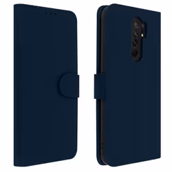 Étui Folio - AVIZAR - Xiaomi Redmi 9 - Bleu - Semi-rigide - Aimanté