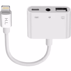 Adaptateur - Apple - Lightning vers USB et Jack 3.5mm - Blanc - Transfert de données - Chargement