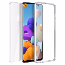 Coque - Samsung - Galaxy A21s - Protection Arrière Rigide - Avant Souple - Transparent Blanc