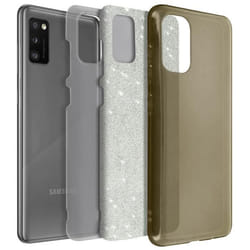 Coque de protection - AVIZAR - Samsung Galaxy A41 - Silicone semi-rigide - Paillette dorée - Chic et féminine