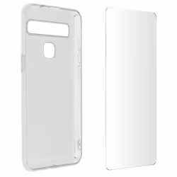 Coque de protection - AVIZAR - TCL 10L - Silicone Souple - Verre Trempé 9H - Transparent