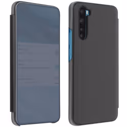 Housse - AVIZAR - OnePlus Nord - Étui Clapet Translucide - Design Miroir - Support Vidéo Noir