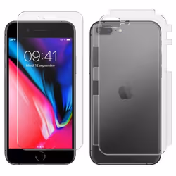 Film de protection AVIZAR pour iPhone 7 Plus / 8 Plus - Avant et arrière - Transparent Blanc - Antibactérien