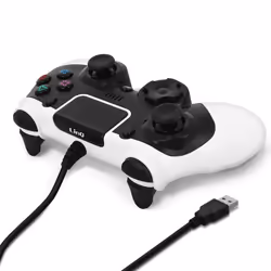 Gamepad - LinQ - PS4/PC - Filaire - Vibration - Sixaxis - Noir Blanc