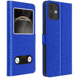 Housse - Apple - iPhone 12 Mini - Étui Folio - Double Fenêtre - Support Vidéo - Bleu