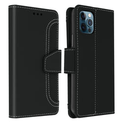 Housse Apple iPhone 12 Pro Max Étui Folio Portefeuille Fonction Support noir Noir