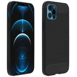 Coque - Apple - iPhone 12 Pro Max - Souple - Métal Brossé - Carbone Noir