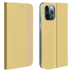 Housse iPhone 12 Pro Max Porte-carte Support Vidéo Intérieur Soft-touch doré Jaune