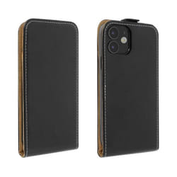 Étui iPhone 12/12 Pro - AVIZAR - Clapet vertical - Éco-cuir noir - Protection intégrale - Porte-carte