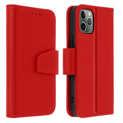 Housse iPhone 11 Pro Max - Apple - Cuir Premium - Rouge - Support Vidéo - Porte-Cartes