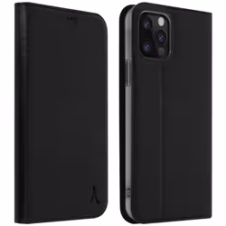 Housse iPhone 12 Pro Max - AKASHI - Porte-carte Support Vidéo - Éco-cuir Noir