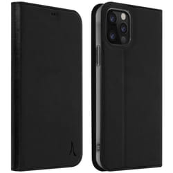 Housse iPhone 12 Pro Max - AKASHI - Porte-carte Support Vidéo - Éco-cuir Noir