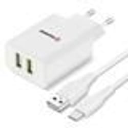 Chargeur Secteur Double USB - Swissten - 2.1A - Charge rapide - Câble USB-C 1.2m - Détection automatique