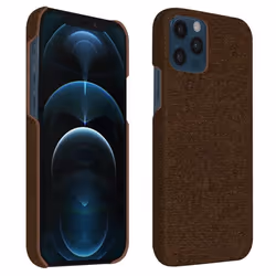 Coque - AVIZAR - iPhone 12 / 12 Pro - Finition Tissu - Rouge Marron - Protection ultra-résistante