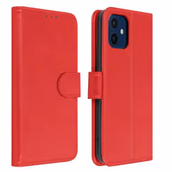 Étui de protection AVIZAR pour Apple iPhone 12 Mini - Rouge - Fonction porte-carte et support vidéo