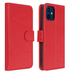Étui de protection AVIZAR pour Apple iPhone 12 Mini - Rouge - Fonction porte-carte et support vidéo