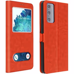 Housse - Samsung - S20 FE - Étui Intégral - Double Fenêtre - Support Vidéo - Rouge