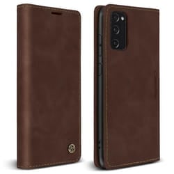 Étui Folio Vintage - Samsung - Galaxy S20 FE - Cuir Marron - Support Vidéo - Rangement Intégré