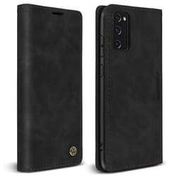 Étui portefeuille - AVIZAR - Samsung Galaxy S20 FE - Cuir noir - Vintage - Support vidéo