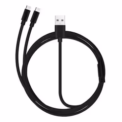 Câble USB vers 2x USB-C 2A Charge Rapide et Sécurisée Épais Robuste 3m Noir