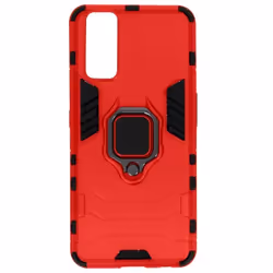 Coque Hybride Antichoc - Vivo - Y20s - Rouge - Bague Métallique - Support Vidéo
