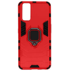 Coque Hybride Antichoc - Vivo - Y20s - Rouge - Bague Métallique - Support Vidéo