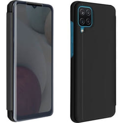 Housse - Samsung - Galaxy A12 - Éco-cuir - Clapet aimanté - Support vidéo noir