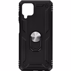 Coque pour Samsung Galaxy A12 - AVIZAR - Antichoc Bi-matière - Bague Support Vidéo noir