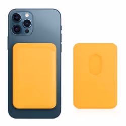 Porte Carte Magsafe - AVIZAR - iPhone 12 - Cuir - Fixation Magnétique - Jaune