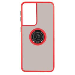 Samsung Galaxy S21 Ultra - Coque Antichoc Bague Métallique Rouge