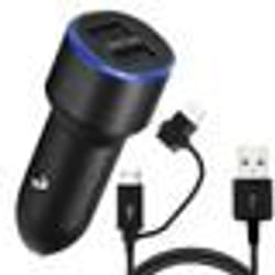 Chargeur Allume-cigare - Samsung - Original - Double sortie USB 2A - Charge rapide - 1.5m Noir