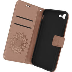 Étui iPhone SE 2020 8 et 7 - AVIZAR - Mandala Fleur Rose gold - Protection intégrale - Support vidéo - Éco-cuir