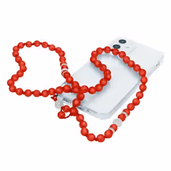Bijou de Téléphone Bracelet à Perles Rondes Collection Glam rouge Translucide Rouge
