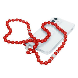 Bijou de Téléphone Bracelet à Perles Rondes Collection Glam rouge Translucide Rouge