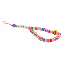 Bijou Téléphone Bracelet à Perles Heishi Smiley lettres Happy Collection Smile Rose