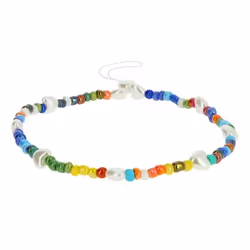 Bijou de Téléphone Bracelet à Perles multicolores Cœurs Blancs Collection Summer Noir