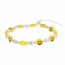 Bijou de Téléphone Bracelet à Perles étoile et Smiley jaunes Collection Smile Jaune
