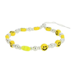 Bijou de Téléphone Bracelet à Perles étoile et Smiley jaunes Collection Smile Jaune