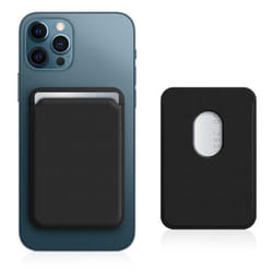 Porte Carte Magsafe - AVIZAR - iPhone 12/13 - Cuir Noir - Fixation Magnétique - 2 Cartes