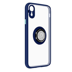 Coque de protection - AVIZAR - iPhone XR - Bague de maintien - Finition métallique - Bleu nuit