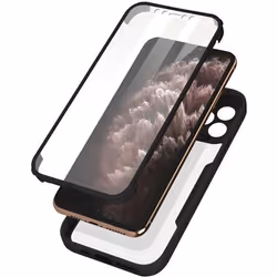 Coque intégrale - AVIZAR - iPhone 11 Pro Max - Antichoc - Plexiglas - Contour noir