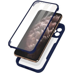 Coque iPhone 11 Pro Max - AVIZAR - Antichoc - Plexiglas - Contour bleu nuit - Rigide