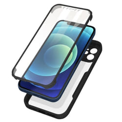 Coque iPhone 12 - AVIZAR - Dos Plexiglas - Avant Polymère - Coins Renforcés - Noir