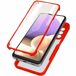 Coque intégrale - AVIZAR - Samsung Galaxy A32 5G - Antichoc - Dos Plexiglas - Contour Rouge